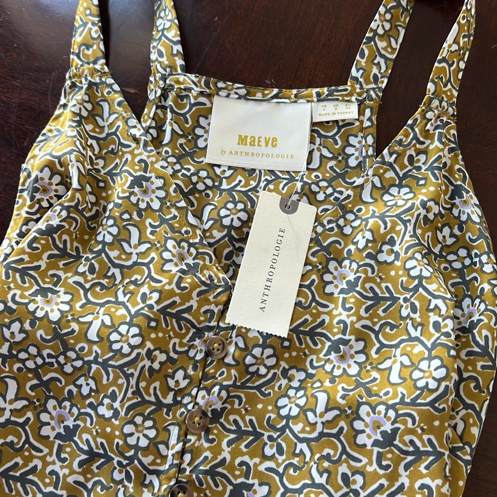 MAEVE Anthropologie NWT Floral Patterned Top in Mustard, Purple & White SIZE 2 - Picture 7 of 12